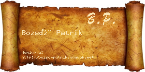 Bozsó Patrik névjegykártya